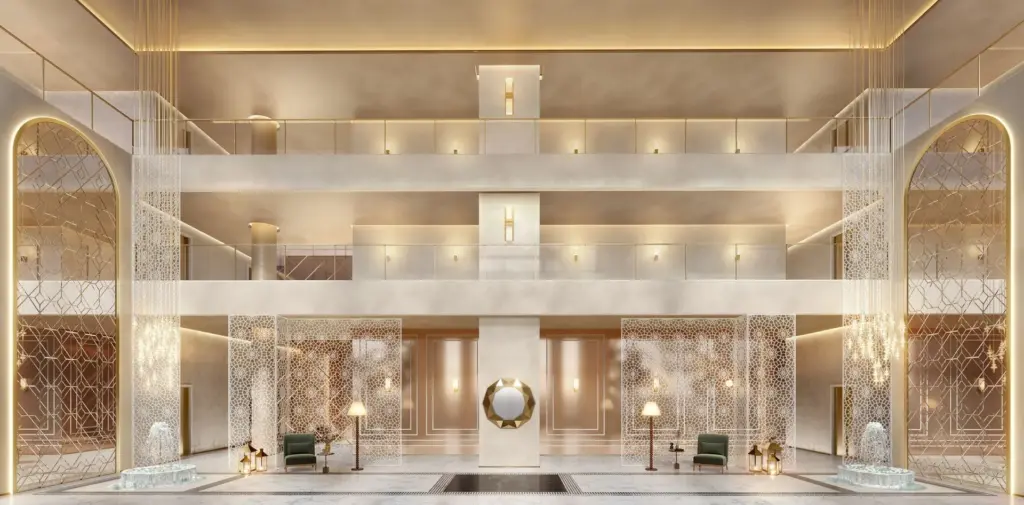 Lobby Com Pé-Direito Triplo Do The Palace Royal, Perspectiva Ilustrada