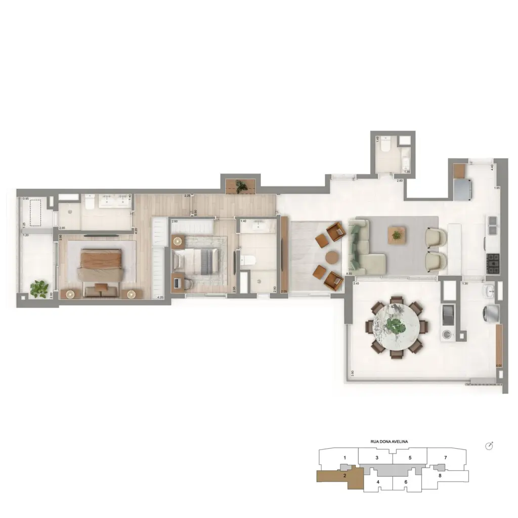 Planta Opção De 112 M² Com 2 Suítes E Sala Ampliada Do The Palace Oasis